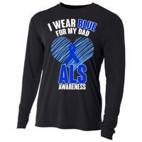 I Wear Blue For My Dad ALS Awareness Cooling Performance Long Sleeve Crew