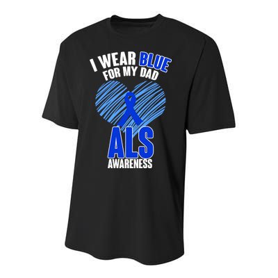 I Wear Blue For My Dad ALS Awareness Youth Performance Sprint T-Shirt