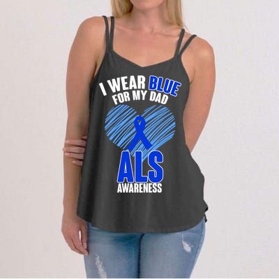 I Wear Blue For My Dad ALS Awareness Women's Strappy Tank