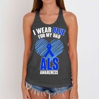 I Wear Blue For My Dad ALS Awareness Women's Knotted Racerback Tank