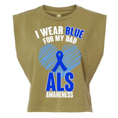 I Wear Blue For My Dad ALS Awareness Garment-Dyed Women's Muscle Tee