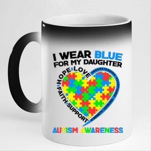 I Wear Blue For My Daughter Autism Awareness Heart Puzzle 11oz Black Color Changing Mug