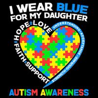 I Wear Blue For My Daughter Autism Awareness Heart Puzzle Backpack