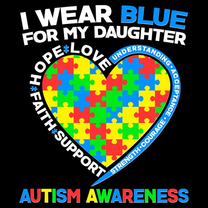I Wear Blue For My Daughter Autism Awareness Heart Puzzle Backpack