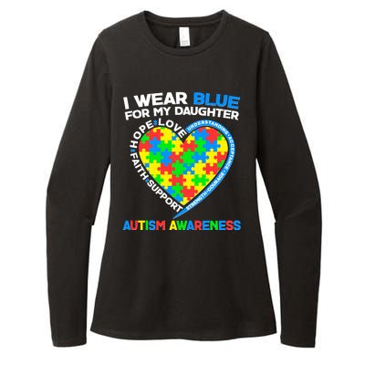 I Wear Blue For My Daughter Autism Awareness Heart Puzzle Womens CVC Long Sleeve Shirt