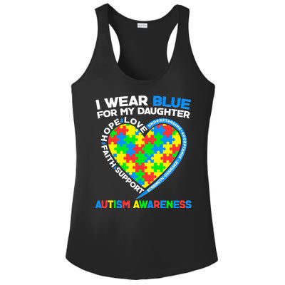 I Wear Blue For My Daughter Autism Awareness Heart Puzzle Ladies PosiCharge Competitor Racerback Tank