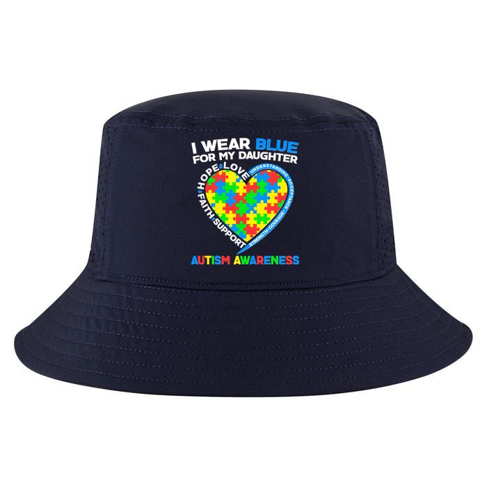 I Wear Blue For My Daughter Autism Awareness Heart Puzzle Cool Comfort Performance Bucket Hat