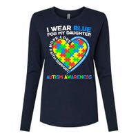 I Wear Blue For My Daughter Autism Awareness Heart Puzzle Womens Cotton Relaxed Long Sleeve T-Shirt