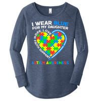 I Wear Blue For My Daughter Autism Awareness Heart Puzzle Women's Perfect Tri Tunic Long Sleeve Shirt