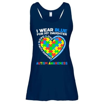 I Wear Blue For My Daughter Autism Awareness Heart Puzzle Ladies Essential Flowy Tank