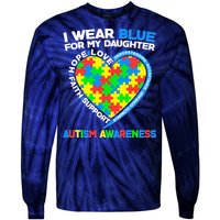 I Wear Blue For My Daughter Autism Awareness Heart Puzzle Tie-Dye Long Sleeve Shirt