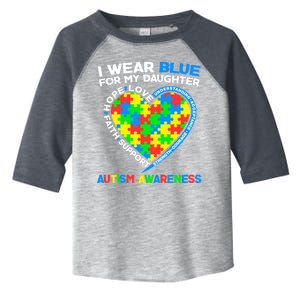 I Wear Blue For My Daughter Autism Awareness Heart Puzzle Toddler Fine Jersey T-Shirt