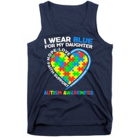 I Wear Blue For My Daughter Autism Awareness Heart Puzzle Tank Top