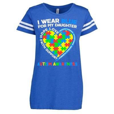 I Wear Blue For My Daughter Autism Awareness Heart Puzzle Enza Ladies Jersey Football T-Shirt