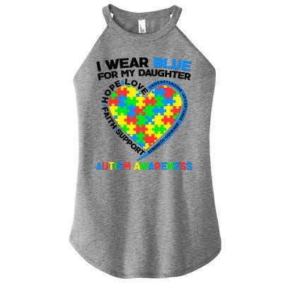 I Wear Blue For My Daughter Autism Awareness Heart Puzzle Women's Perfect Tri Rocker Tank