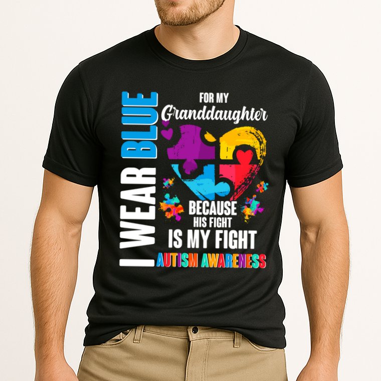 I Wear Blue For My Granddaughter Her Fight is My Fight  Autism Cooling Performance Crew T-Shirt