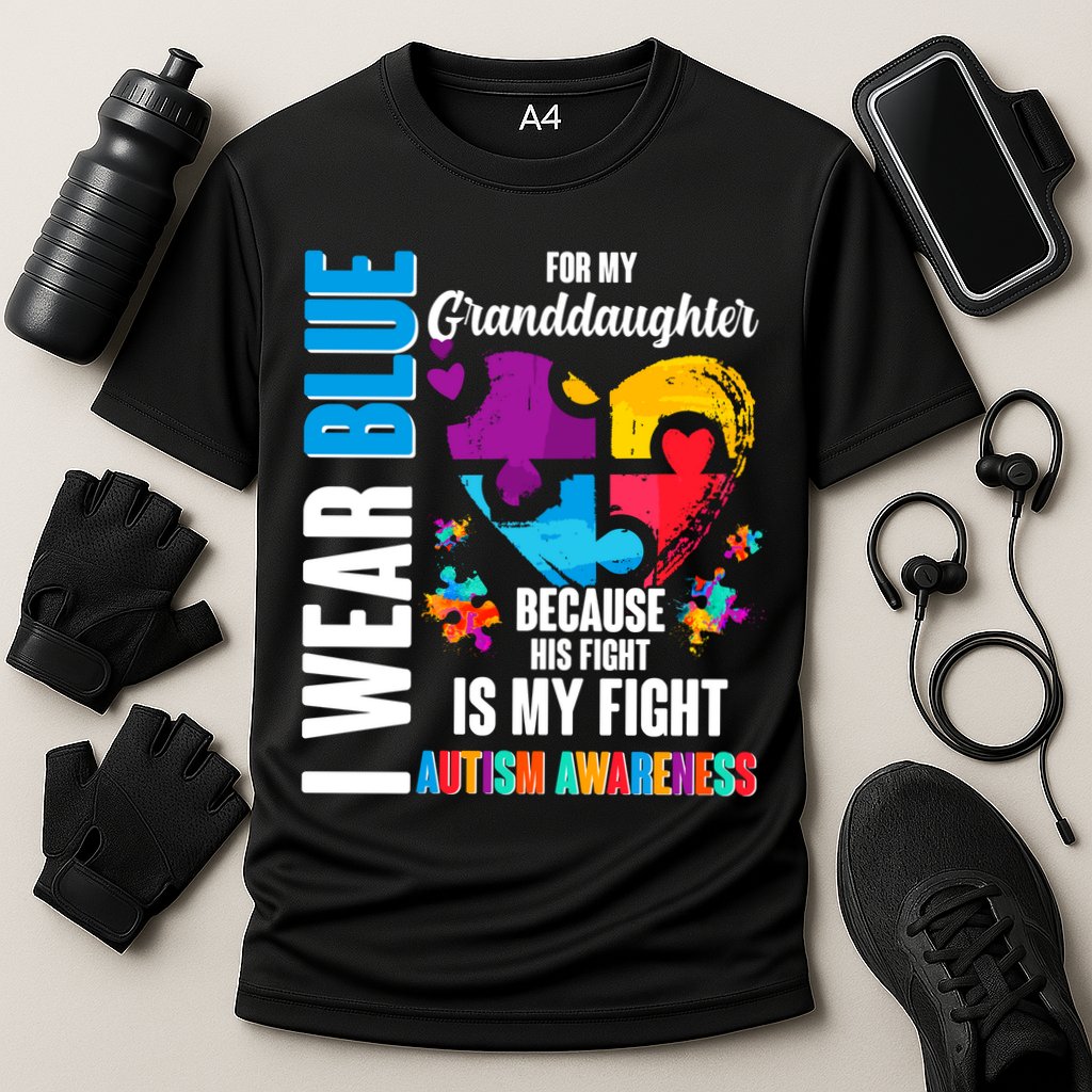 I Wear Blue For My Granddaughter Her Fight is My Fight  Autism Cooling Performance Crew T-Shirt