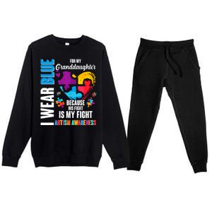 I Wear Blue For My Granddaughter Her Fight is My Fight  Autism Premium Crewneck Sweatsuit Set