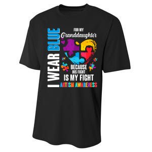 I Wear Blue For My Granddaughter Her Fight is My Fight  Autism Performance Sprint T-Shirt