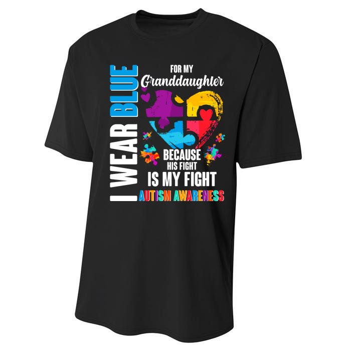 I Wear Blue For My Granddaughter Her Fight is My Fight  Autism Performance Sprint T-Shirt