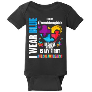 I Wear Blue For My Granddaughter Her Fight is My Fight  Autism Baby Bodysuit