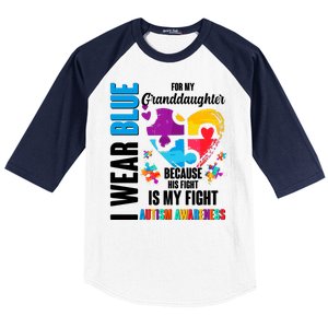 I Wear Blue For My Granddaughter Her Fight is My Fight  Autism Baseball Sleeve Shirt