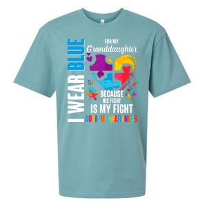 I Wear Blue For My Granddaughter Her Fight is My Fight  Autism Sueded Cloud Jersey T-Shirt