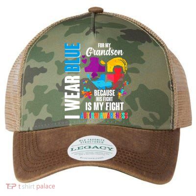 I Wear Blue For My Grandson His Fight is My Fight Autism Legacy Tie Dye Trucker Hat