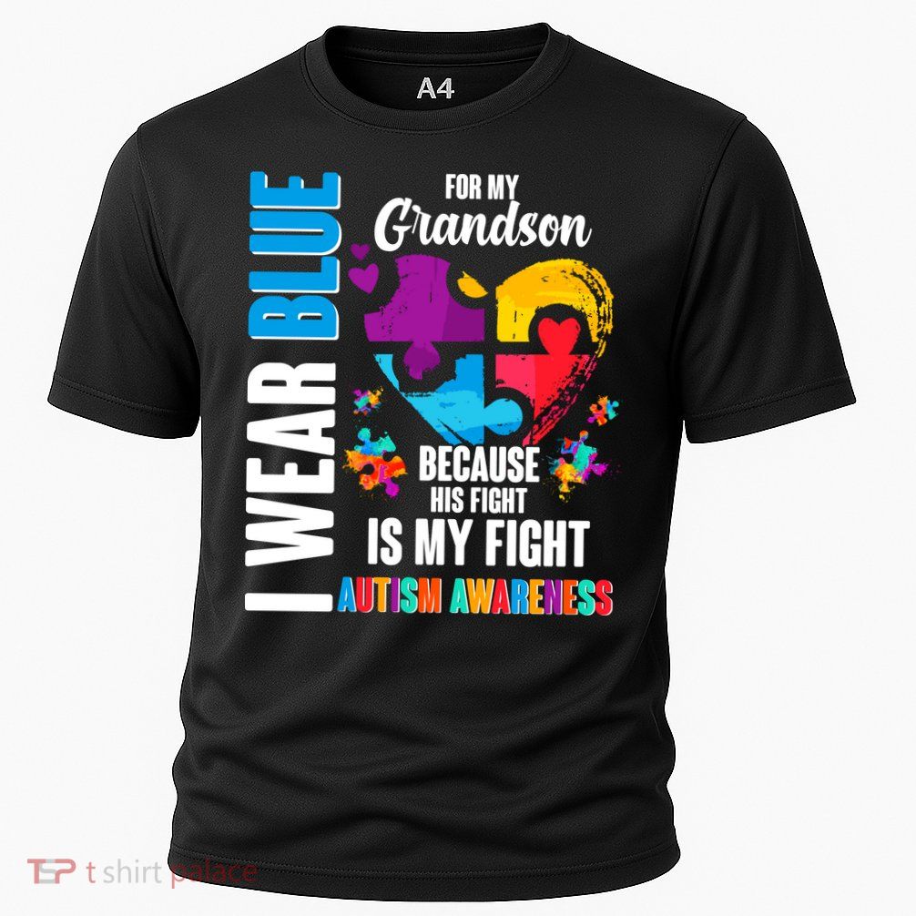 I Wear Blue For My Grandson His Fight is My Fight Autism Cooling Performance Crew T-Shirt