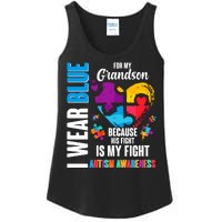 I Wear Blue For My Grandson His Fight is My Fight Autism Ladies Essential Tank