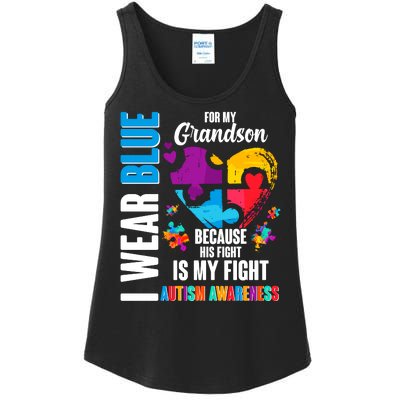 I Wear Blue For My Grandson His Fight is My Fight Autism Ladies Essential Tank