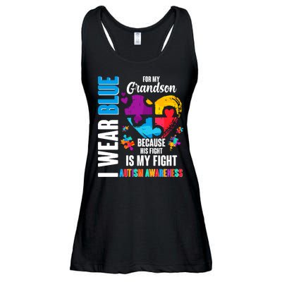 I Wear Blue For My Grandson His Fight is My Fight Autism Ladies Essential Flowy Tank