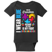 I Wear Blue For My Grandson His Fight is My Fight Autism Baby Bodysuit