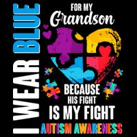 I Wear Blue For My Grandson His Fight is My Fight Autism Women's Knotted Racerback Tank