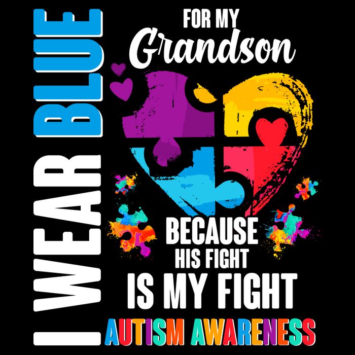 I Wear Blue For My Grandson His Fight is My Fight Autism Women's Knotted Racerback Tank