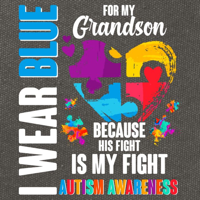 I Wear Blue For My Grandson His Fight is My Fight Autism Cotton Canvas Backpack