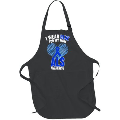 I Wear Blue For My Mom ALS Awareness Full-Length Apron With Pockets