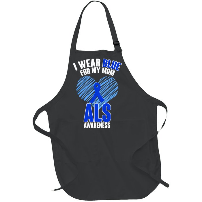 I Wear Blue For My Mom ALS Awareness Full-Length Apron With Pockets