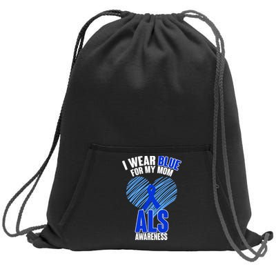 I Wear Blue For My Mom ALS Awareness Sweatshirt Cinch Pack Bag