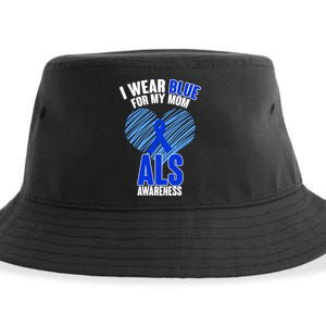 I Wear Blue For My Mom ALS Awareness Sustainable Bucket Hat