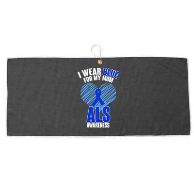 I Wear Blue For My Mom ALS Awareness Large Microfiber Waffle Golf Towel