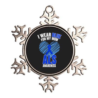 I Wear Blue For My Mom ALS Awareness Metallic Star Ornament