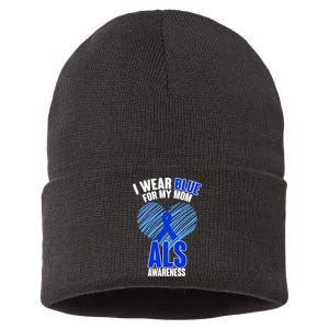 I Wear Blue For My Mom ALS Awareness Sustainable Knit Beanie