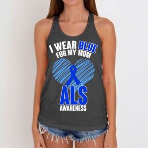 I Wear Blue For My Mom ALS Awareness Women's Knotted Racerback Tank