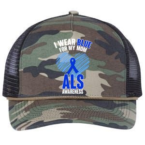 I Wear Blue For My Mom ALS Awareness Retro Rope Trucker Hat Cap