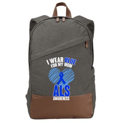 I Wear Blue For My Mom ALS Awareness Cotton Canvas Backpack