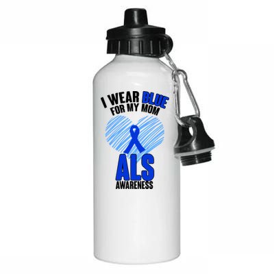 I Wear Blue For My Mom ALS Awareness Aluminum Water Bottle