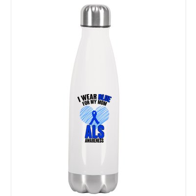 I Wear Blue For My Mom ALS Awareness Stainless Steel Insulated Water Bottle