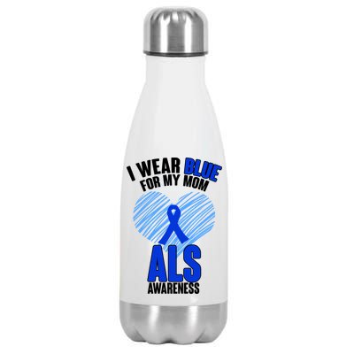 I Wear Blue For My Mom ALS Awareness Stainless Steel Insulated Water Bottle