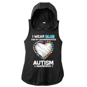 I Wear Blue For My Personalize Custom Text Autism Ladies PosiCharge Tri-Blend Wicking Draft Hoodie Tank